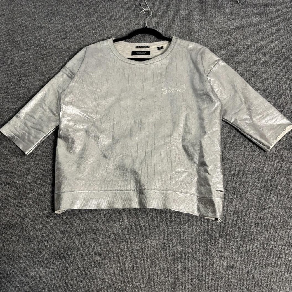 Scotch & Soda Sweatshirt Womens Silver Metallic Foil Blauw Crewneck